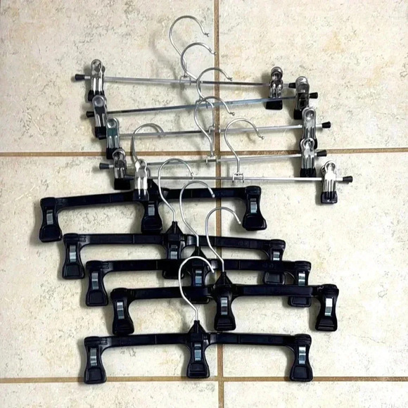 Other - 10 total pant hangers! 5 METAL & 5 PLASTIC PANT HANGERS